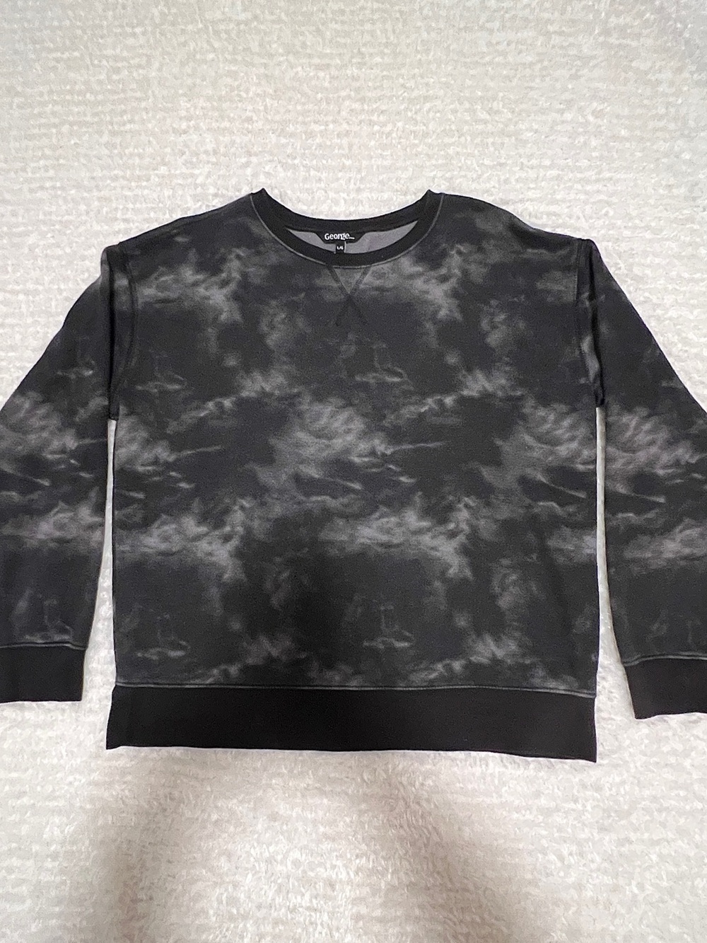 Men's Black Marble-Pattern Crewneck Sweatshirt